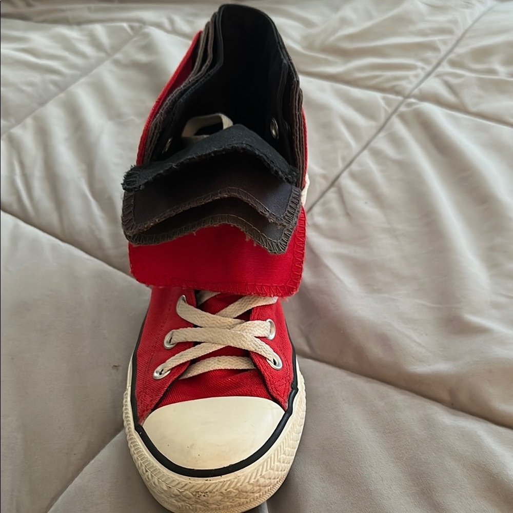 Converse Red and Black Four Tongues Athletic Shoes Classic Canvas Design